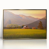 Large art print of a Montana landscape in muted earth tones on framed acrylic, suitable for modern art wall decor.