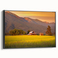 Black and white framed canvas of a Montana landscape, ideal for bedroom wall decor.