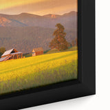 Extra large framed canvas depicting a textured Montana landscape in vibrant colors, ideal for living room decor.