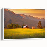 Vintage poster art of Montana scenery on a framed canvas, featuring vibrant colors.