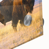 Large abstract wall art depicting Nebraska scenery in muted earth tones on acrylic glass, ideal for dining room art.