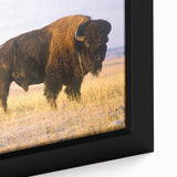 Close-up of textured black wall art featuring a colorful Nebraska landscape on a framed canvas, ideal for living room decor.