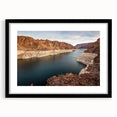 Extra large abstract art print of Hoover Dam in colorful, textured style on a black framed canvas.