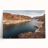 Black and white stretched canvas of Hoover Dam, ideal for kitchen wall art or bedroom ambiance.
