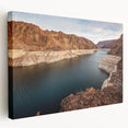 Side view of Hoover Dam in muted earth tones on a large stretched canvas, suitable for kitchen wall art.