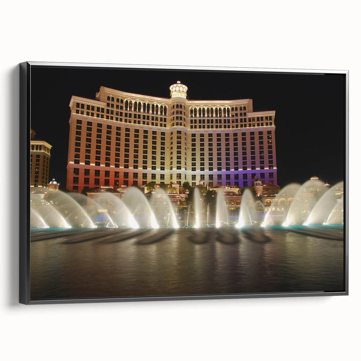 Black and white framed canvas of Las Vegas landscape, vintage poster style, ideal for bedroom wall art.