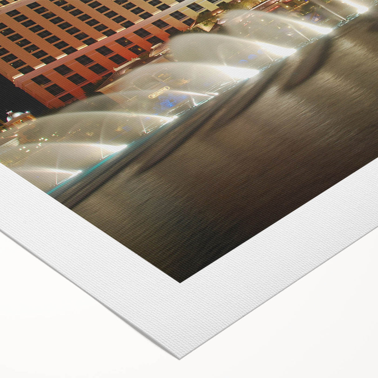 Art deco poster of Las Vegas skyline in monochrome tones on rolled canvas, suitable for dining room wall art.