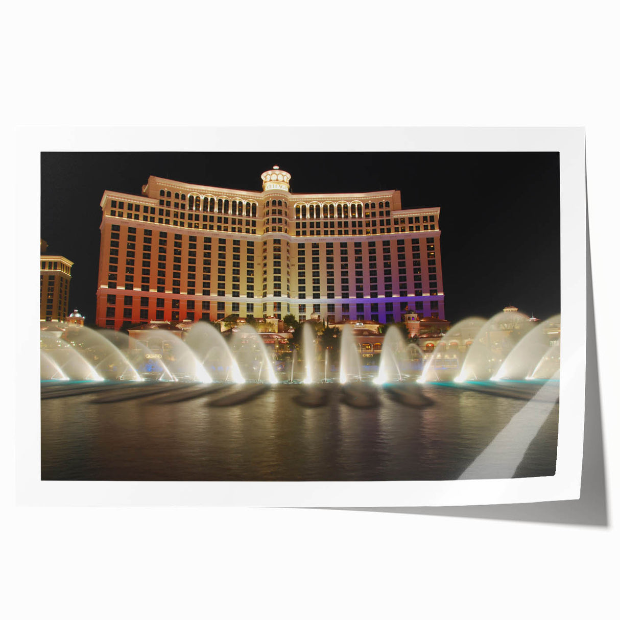 Las Vegas skyline in muted gray tones on a rolled canvas, suitable for dining room wall art.