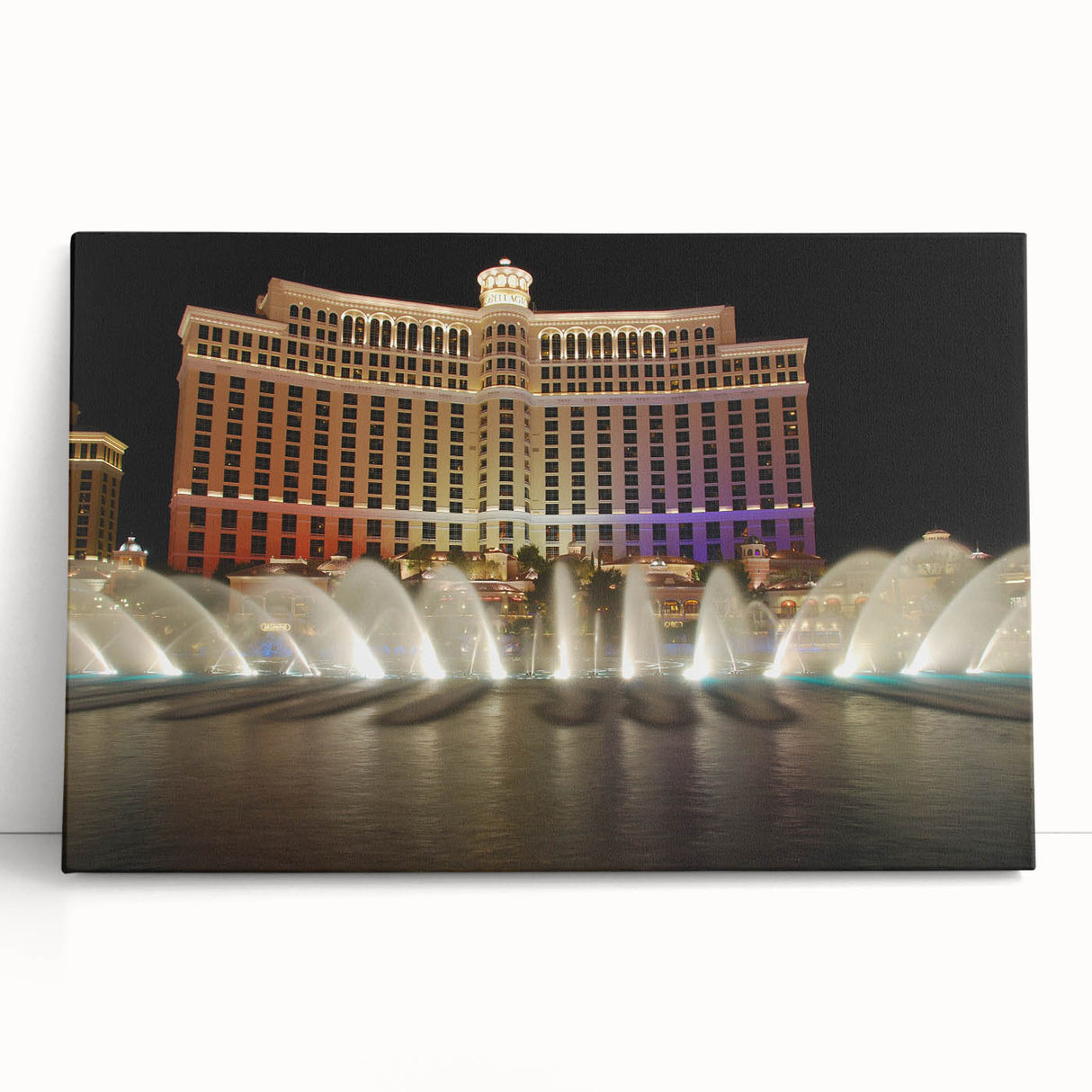 Black and white large art print of the Las Vegas skyline on stretched canvas, ideal for kitchen wall art or bedroom ambiance.