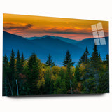 Large abstract wall art of New Hampshire scenery on acrylic glass, ideal for bedroom or dining room decor.
