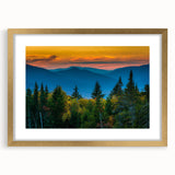 Extra large abstract art print depicting a textured New Hampshire scenery in muted earth tones, framed in gold.