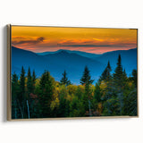 Framed canvas wall art featuring a vintage New Hampshire landscape in muted earth tones, ideal for bedroom decor.