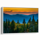 Vintage poster art of a New Hampshire landscape on extra large framed canvas.