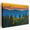 Panoramic view of a New Hampshire landscape on a large stretched canvas, featuring muted green and blue tones.