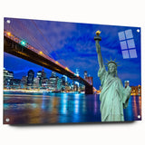 Acrylic print of a large abstract depiction of New Jersey scenery in cool blue and green tones, ideal for dining room decor.