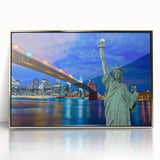 Acrylic print of New Jersey scenery with art deco style in silver frame, suitable as modern art wall decor.