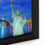 Close-up of black wall art featuring textured New Jersey scenery in vibrant colors on a framed canvas.