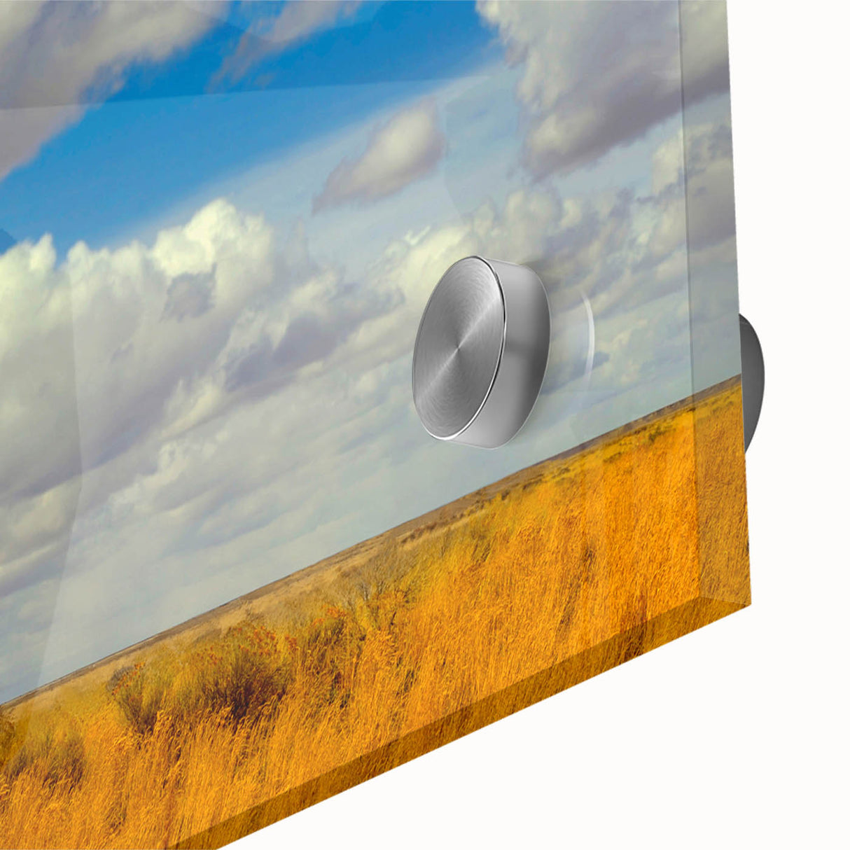 Large abstract wall art depicting New Mexico scenery in mid-century modernist style on acrylic glass.