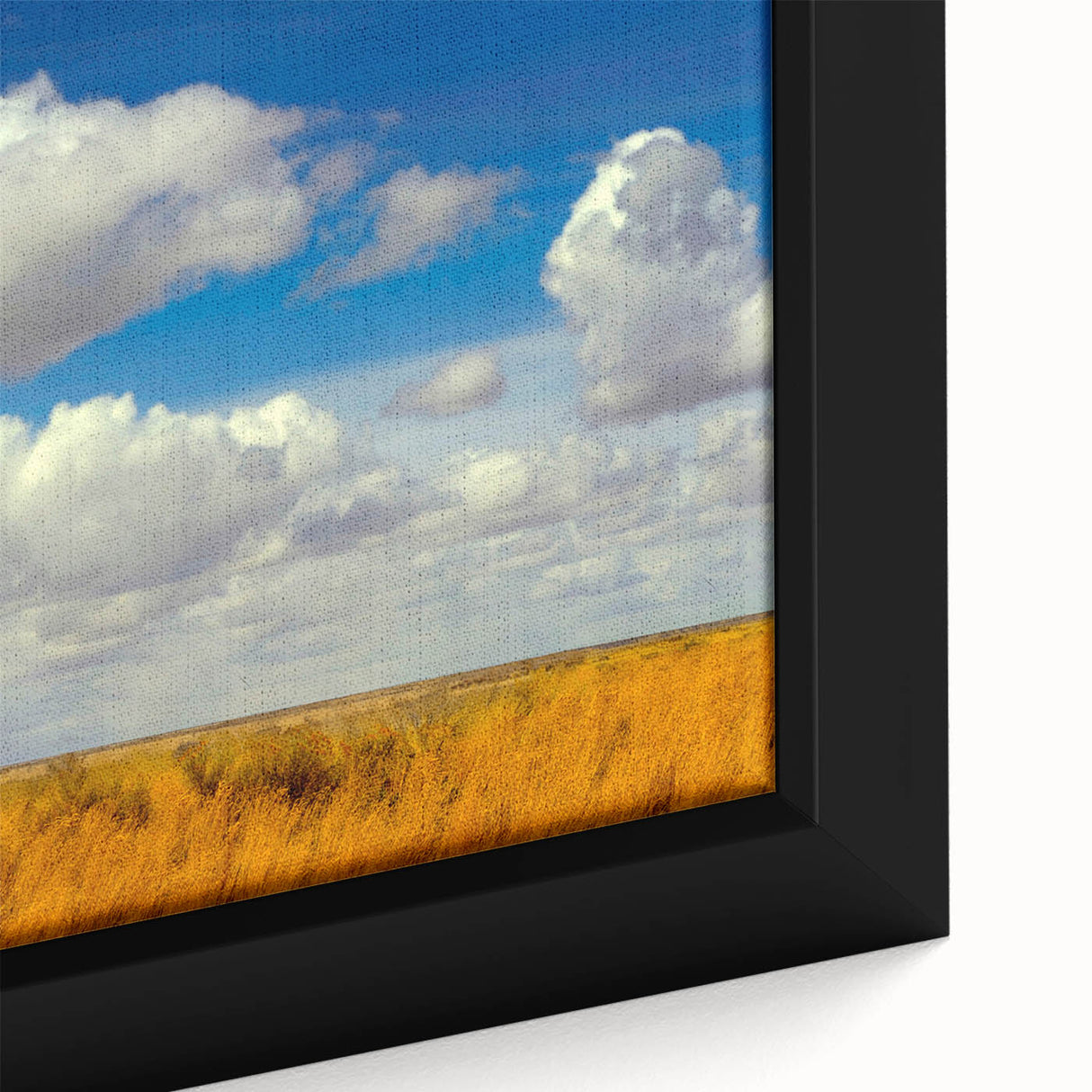 Extra large framed canvas featuring a textured depiction of a New Mexico landscape in black with vibrant color accents.