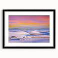 Abstract art print of colorful, textured scenery depicting White Sands, New Mexico on a large framed canvas.