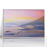 White Sands desert landscape in muted beige tones on a framed acrylic, ideal for modern art wall decor in a nursery.