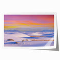 White Sands desert landscape on a rolled canvas print with soft blue and beige tones, suitable for dining room wall art.
