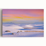 Black and white photograph of White Sands, New Mexico on stretched canvas, ideal for kitchen wall art.