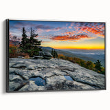 Black and white landscape art painting of the Blue Ridge Mountains on framed canvas, suitable for bedroom decor.