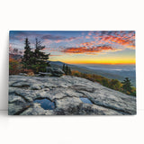 Black and white stretched canvas of Blue Ridge Mountains, ideal for kitchen wall art or bedroom ambiance.