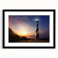 Extra large, colorful abstract art print of Cape Hatteras, featuring vibrant blue and green hues on a textured canvas.