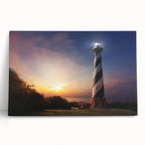 Black and white image of Cape Hatteras on stretched canvas, ideal for kitchen wall art.