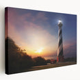 Side view of a stretched canvas featuring Cape Hatteras scenery in muted ocean and sky tones, ideal for kitchen wall art.