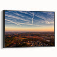Black and white landscape art painting of Durham, North Carolina on framed canvas, ideal for bedroom wall decor.