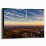 Black and white landscape art painting of Durham, North Carolina on framed canvas, ideal for bedroom wall decor.