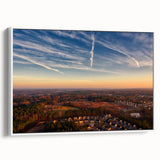 Vintage poster art of Durham, North Carolina in colorful, extra large framed canvas, ideal for living room decor.