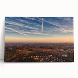 Black and white stretched canvas of Durham, North Carolina skyline, ideal for kitchen wall art.