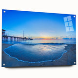 Acrylic print of the Outer Banks in North Carolina featuring soft blue and beige tones, suitable for dining room decor.