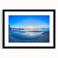 Abstract art print of the Outer Banks in vibrant colors, textured on a large black framed canvas.