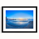 Abstract art print of the Outer Banks in vibrant colors, textured on a large black framed canvas.