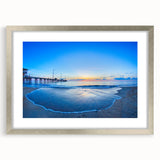 Textured art print of the Outer Banks in muted earth tones on a framed silver mat, suitable for bedroom decor.