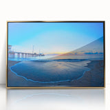 Acrylic print of Outer Banks, North Carolina scenery in mid-century modernist style with muted gold tones.