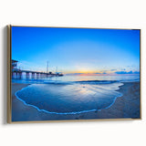 Framed canvas featuring a vintage-style landscape painting of the Outer Banks in North Carolina.