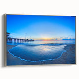 Framed canvas of a vintage-style landscape painting featuring the Outer Banks, North Carolina, with muted earth tones.