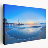 Large canvas print of the Outer Banks in North Carolina featuring soft blue and beige tones, ideal for kitchen wall art.