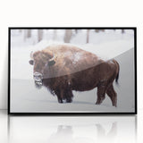 Large abstract wall art depicting North Dakota scenery in muted earth tones on a black framed acrylic.