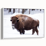 Vintage poster art of a North Dakota landscape in colorful hues on a large framed canvas, suitable for living room decor.