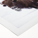 Art deco poster of North Dakota scenery in muted earth tones on rolled canvas, suitable for dining room wall art.