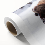 Art deco poster of North Dakota scenery on rolled canvas, with muted earth tones, ideal for nursery wall art.