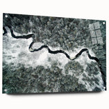 Acrylic print of a serene Adirondack landscape in muted earth tones, ideal for bedroom or dining room decor.