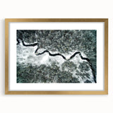 Extra large abstract art print of Adirondacks scenery in gold frame, using textured techniques, ideal for living room decor.